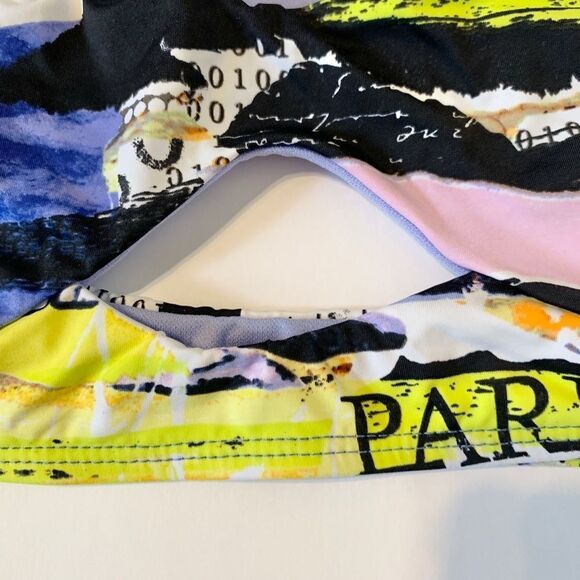 The Bikini Lab News Flash Artsy Bandeau Strappy Bikini Top Size Medium - Picture 4 of 12